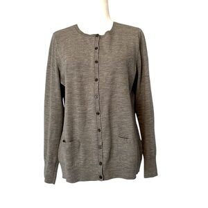 Banana Republic Gray Merino Wool Crewneck Cardigan